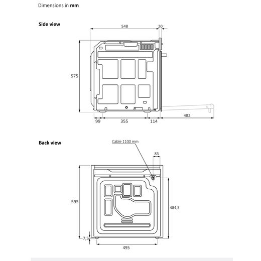 Haier Built In Electric Single Oven - Black - Dimensions